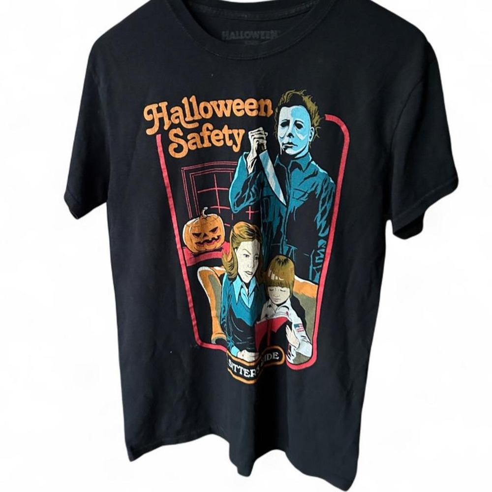 Halloween Shirt Black Michael Myers A Sitter's Guide Horror T-Shirt Medium